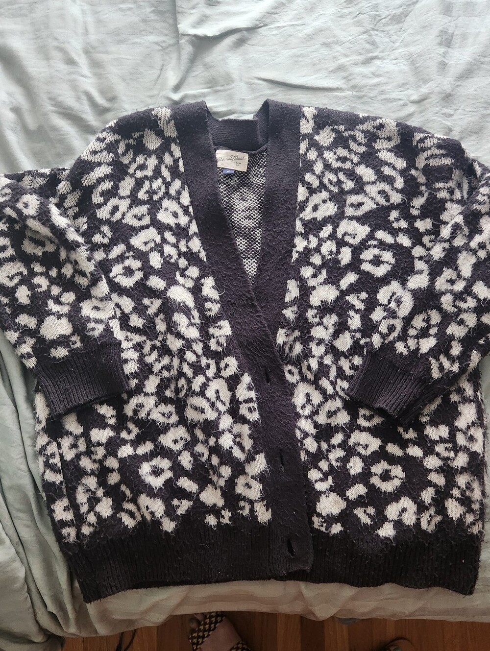 Black & White Leopard Oversize Knit Cardigan